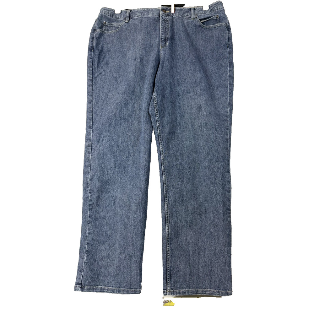 Liz Claiborne Womens 18W Striaght Leg Jeans Blue Denim Mid Rise Stretch Plus Sz